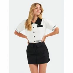 English Factory Contrast Cardigan Sweatshirts & Sweaters Powder Blue/white