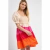 English Factory Colorblock Smocked Puff Sleeve Mini Dress Dresses Multi