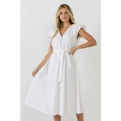 English Factory Puffy Sleeve Midi Dress Dresses Green