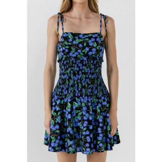 English Factory Blueberry Print Mini Dress Dresses Black - Image 5
