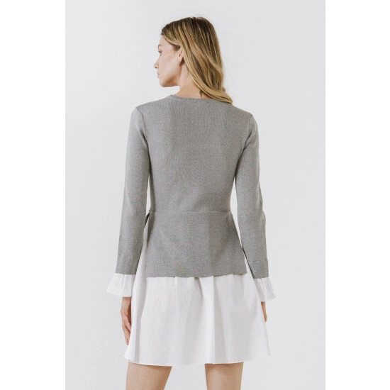 English Factory Poplin Combo Knit Dress Dresses Dusty Pink - Image 5