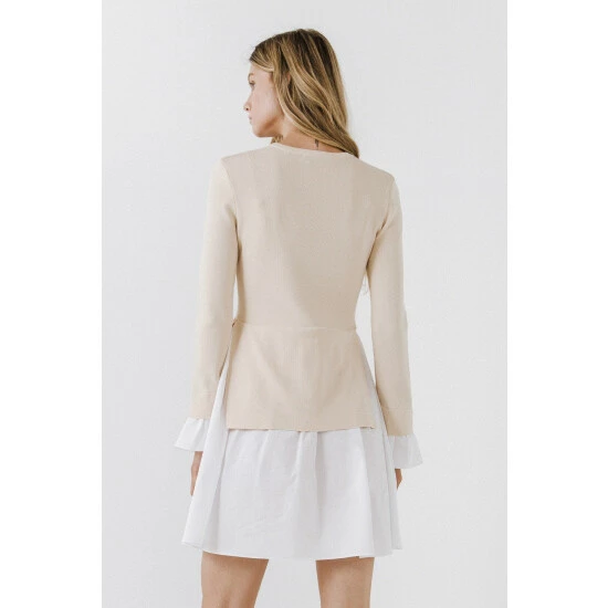 English Factory Poplin Combo Knit Dress Dresses Dusty Pink - Image 7