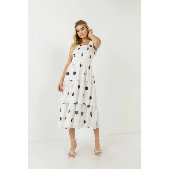 English Factory Polka-dot Midi Dress Dresses White/black 1 English Factory Polka-dot Midi Dress Dresses White/black