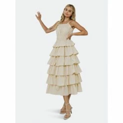 English Factory Tiered Midi Dress Dresses Ecru