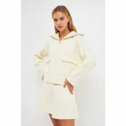 English Factory Quarter-Zip Knit Sweater Sweatshirts & Sweaters Red