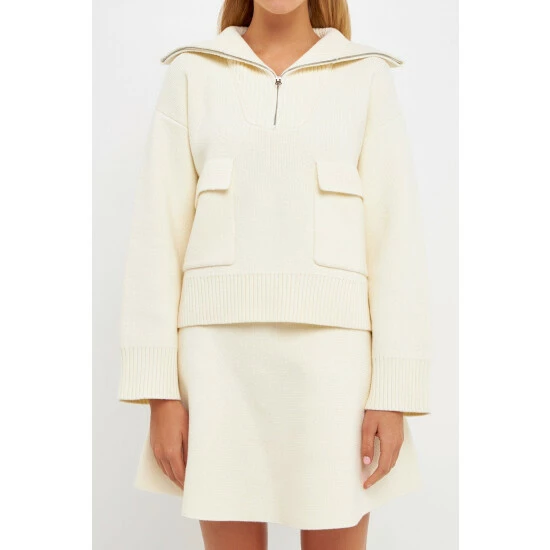 English Factory Quarter-Zip Knit Sweater Sweatshirts & Sweaters Red - Image 5