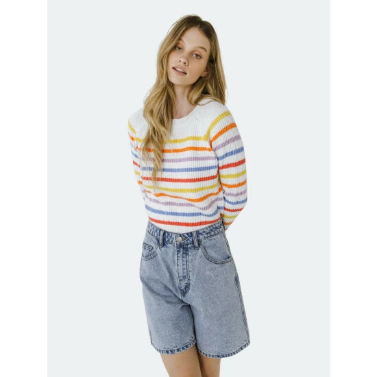 English Factory Multi-colored Striped Sweater Sweatshirts & Sweaters White/multi 1 English Factory Multi-colored Striped Sweater Sweatshirts & Sweaters White/multi