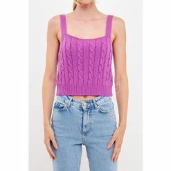 English Factory Cable Knit Tank Top Tops Ivory