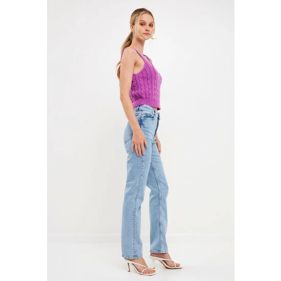 English Factory Cable Knit Tank Top Tops Ivory - Image 3