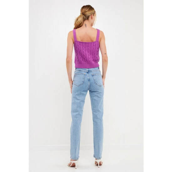 English Factory Cable Knit Tank Top Tops Ivory - Image 5