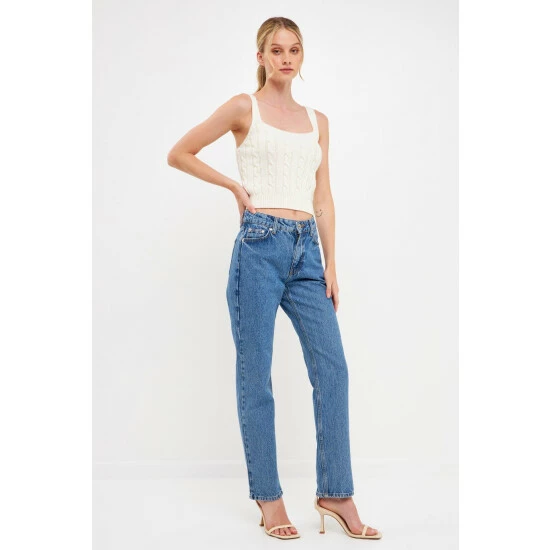 English Factory Cable Knit Tank Top Tops Ivory - Image 8