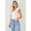English Factory Mixed Media Ruffle Detail Tank Top Tops White