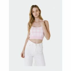 English Factory Women Knit Tank Top Tops Pink / White