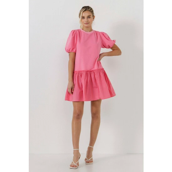 English Factory Mixed Media Mini Dress Dresses Pink 2 English Factory Mixed Media Mini Dress Dresses Pink - Image 2