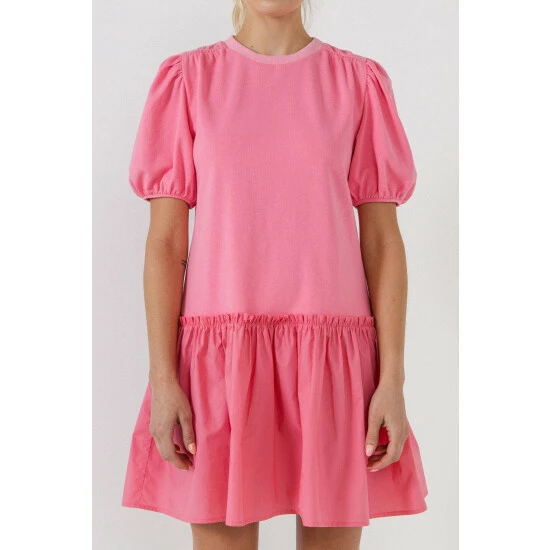 English Factory Mixed Media Mini Dress Dresses Pink 5 English Factory Mixed Media Mini Dress Dresses Pink - Image 5