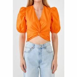 English Factory Twist Detail Top Tops Red