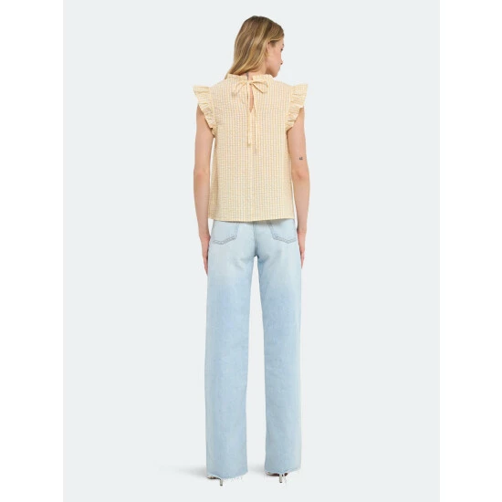 English Factory Metallic Plaid Top Tops Yellow - Image 4