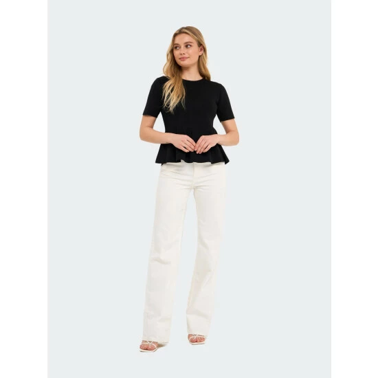 English Factory Flare Detail Knit Top Tops Black - Image 6