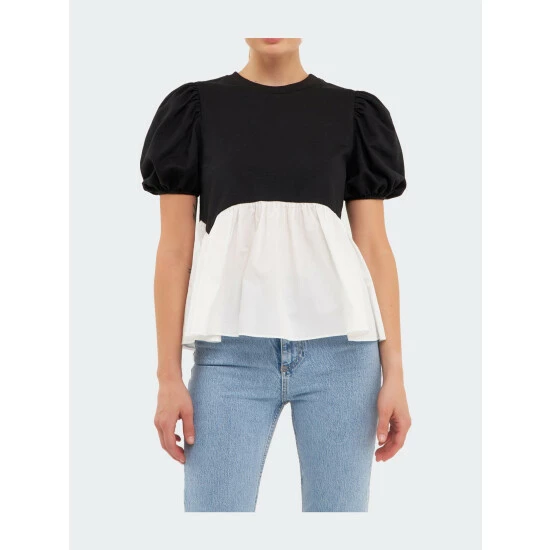 English Factory Mixed Media Top Tops Fuchsia