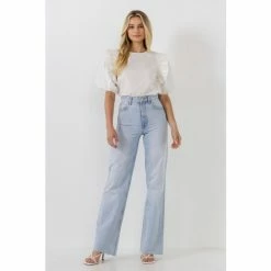 English Factory Ruffled Top With Smocking Detail Tops White