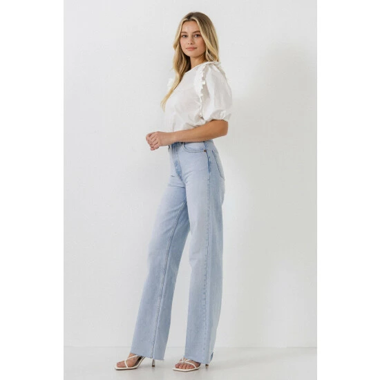 English Factory Ruffled Top With Smocking Detail Tops White - Image 2