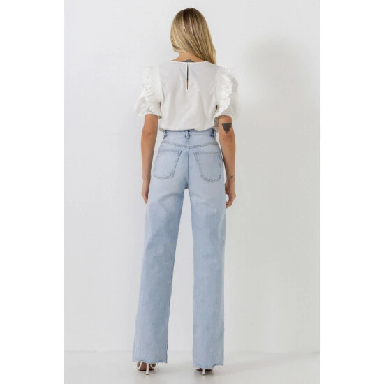 English Factory Ruffled Top With Smocking Detail Tops White - Image 3