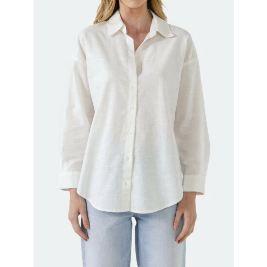 English Factory Oversized Linen Shirts Tops White - Image 5