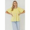 English Factory Blouson Baby Doll Spaghetti Tie Top Tops Yellow