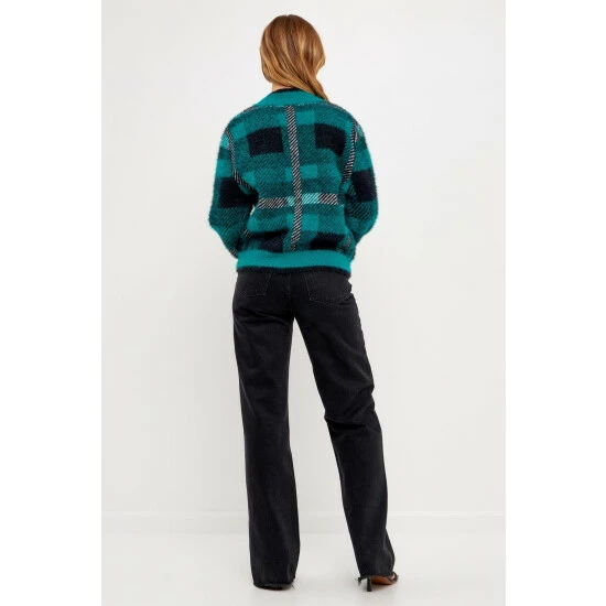 English Factory Check Cardigan Sweater Sweatshirts & Sweaters Red Multi - Image 5