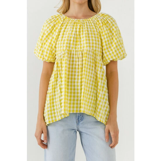 English Factory Blouson Baby Doll Spaghetti Tie Top Tops Yellow - Image 5