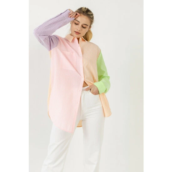 English Factory Striped Color Block Shirts Tops Multi