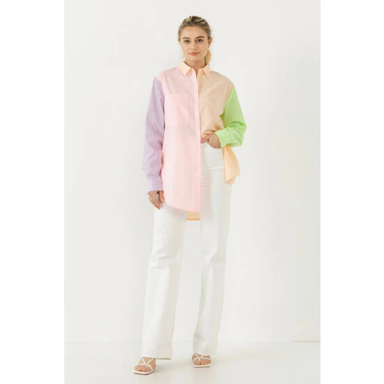 English Factory Striped Color Block Shirts Tops Multi - Image 2