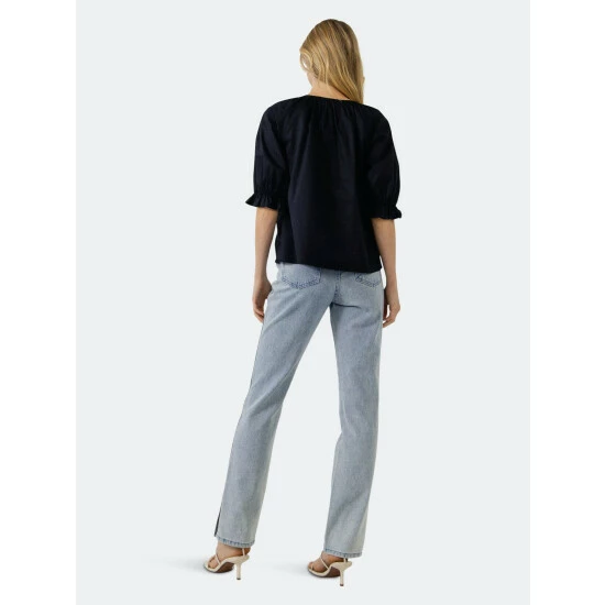 English Factory Tiered V Neck Top With Ruffle Sleeves Tops Black - Image 3