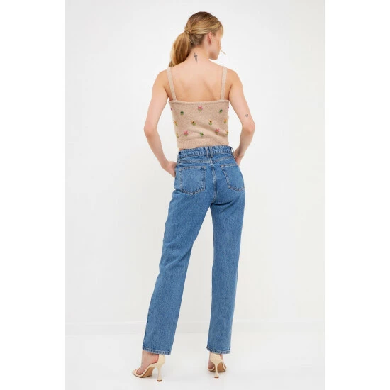 English Factory Beads Detail Knit Tank Top Tops Beige - Image 5