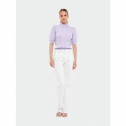 English Factory Cable Knit Puff Sleeve Top Tops Ivory