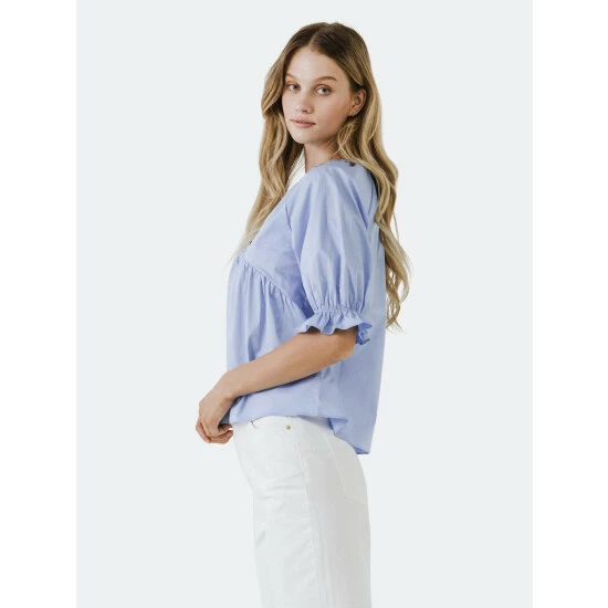 English Factory Tiered V Neck Top With Ruffle Sleeves Tops Black - Image 5