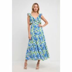 English Factory Ruffled Maxi Dress Dresses Blue/green