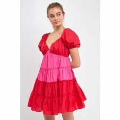 English Factory Two Tone Sweetheart Mini Dress Dresses Red